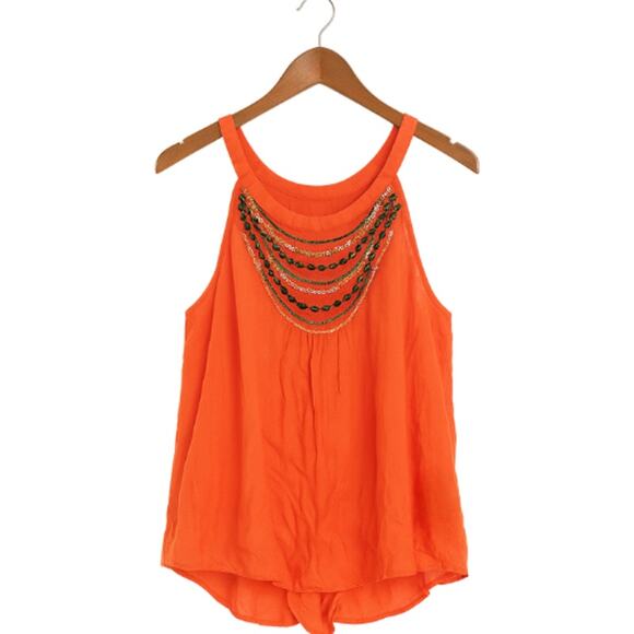 BCX Embellished Halter Tank Top in Orange – EUC Size XS - Picture 4 of 4
